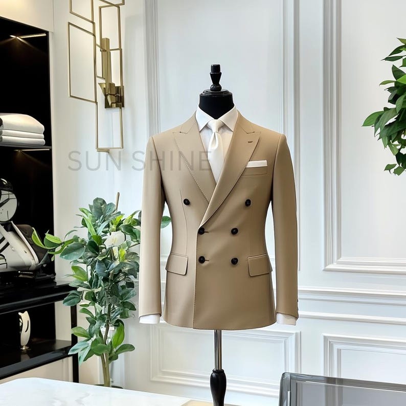 Gorgeous Light Brown 3-Pieces Double Breasted Waistcoat Formal Menswear