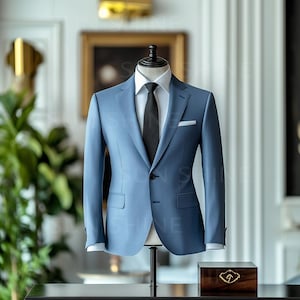 DUSTY BLUE 2-Piece Men&#39;s Suit-Tailored Modern Elegance for Business & Events, Best For Men&#39;s Groom and Groomsmen Suit For Wedding and party