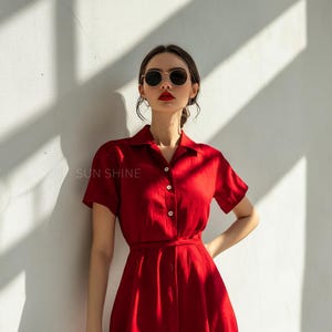 Linen Dress - Wrap Linen Dress Romantic Dress - Wide Skirt Dress Linen Clothing Summer Dress Stylish Dress- Women Dress, Best Gift For Women