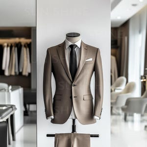 PRIME BROWN 2-Piece Men&#39;s Suit-Tailored Modern Elegance for Business & Events, Best For Men&#39;s Groom and Groomsmen Suit For Wedding, Party