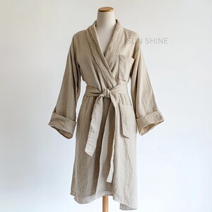 Premium Linen Bathrobe, Comfortable Gauze Unisex Long Kimono Robe, Lightweight and Comfort Thin Stylish Loungewear, Best Gift for Unisex