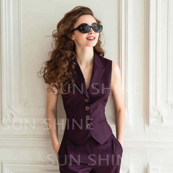 Luxury Deep Purple Vest Pants Set - Women's Handmade Suit - Etsy