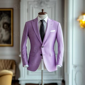 LAVENDER  2-Piece Men&#39;s Suit-Tailored Modern Elegance for Business & Events, Best For Men&#39;s Groom and Groomsmen Suit For Wedding and party