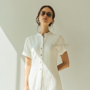 Premium White Linen dress, Wrap linen dress, Linen dress, Romantic dress, Short linen dress, Maternity dress, linen dress, Women dress
