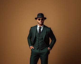 Dark Green Slim Fit Suit: Men's 3-Piece Wedding Suit