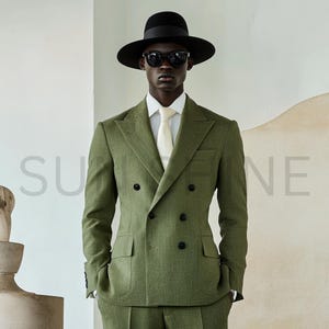 Premium OLIVE GREEN LINEN Suit, Men Linen Suit, 2 Piece Wedding Linen Suit, Groomsmen Linen Suit, Summer Linen Suit, Classic Linen Suit Men,