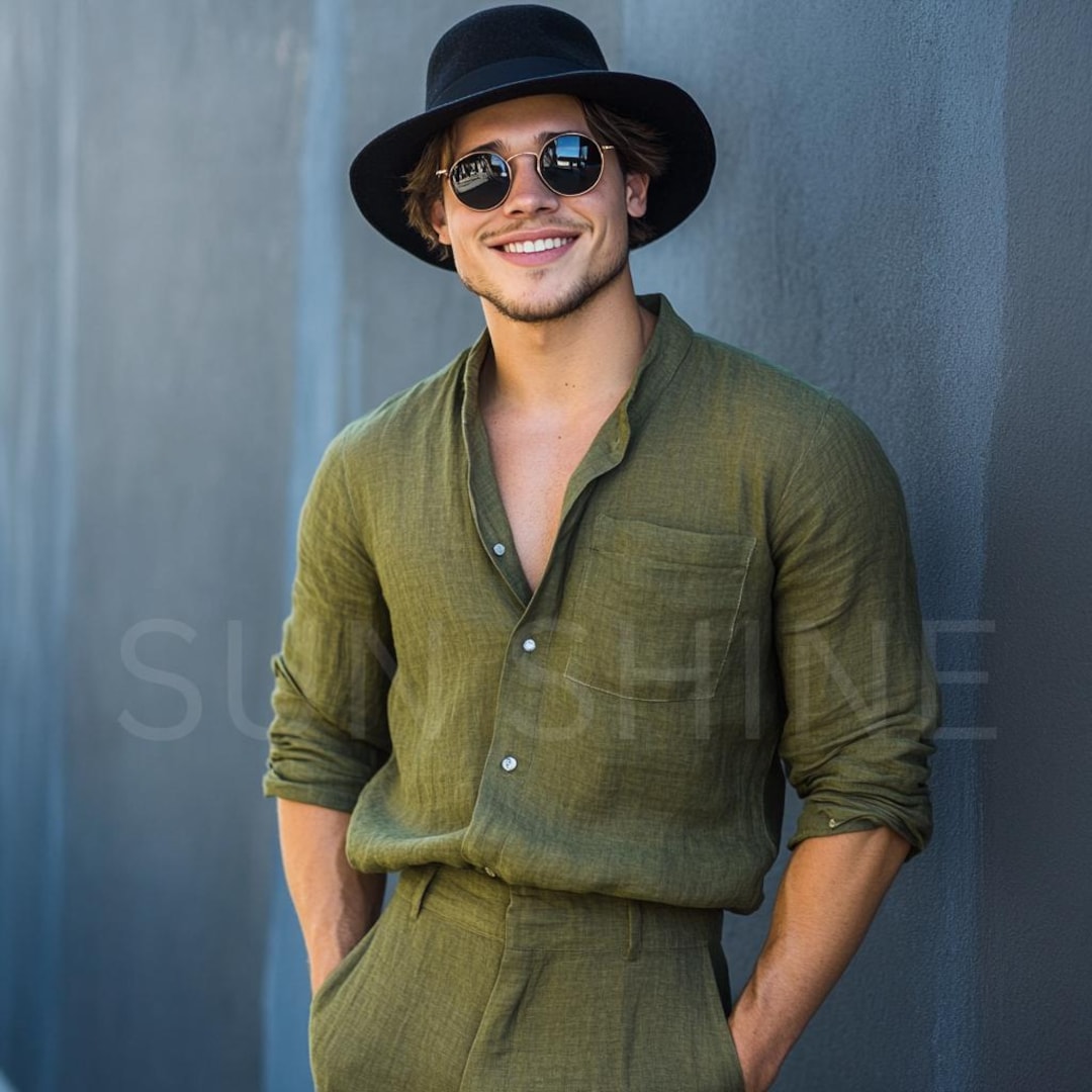 Dark Olive Linen Men's Pant