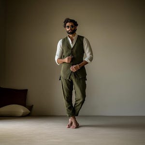 Lux Green Suit, Men Linen Suit 2 Piece Wedding Groom Linen Suit, Groomsmen Linen Suit, Summer Linen Suit, Classic Linen Suit for Men,