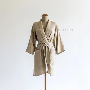 Luxury Linen Bathrobe, Comfortable Gauze Women Long Kimono Robe, Lightweight and Comfort Thin Stylish Loungewear, Best Gift for Women