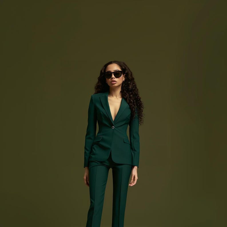 Ensemble tailleur vert émeraude sur mesure SUNSHINECOLLECTIONIN