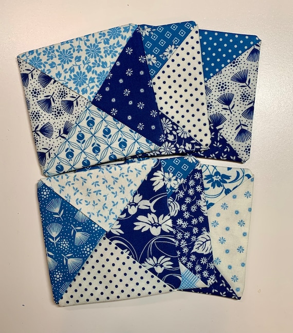 Fabric Coasters - Set of 6 - 4.5” Square -  9 Color Options - 100% Cotton Fabric