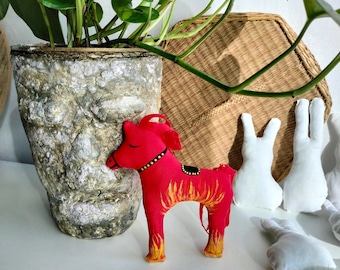 Handmade Fire Horse Ornament, Soft Toy Amulet