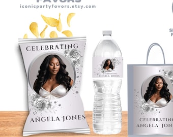 Silver Party Favor Bundle: Editable Birthday Template (Digital Download)