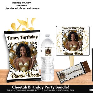 Cheetah Print Chip Bags/ Birthday Party Chip Bags/ Custom Cheetah Print Birthday Diva Party Favor Templates