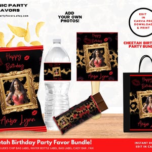 Cheetah Print Birthday Chip Bag / Birthday Party Chip Bags/ Digital Cheetah Birthday Party Favor Templates