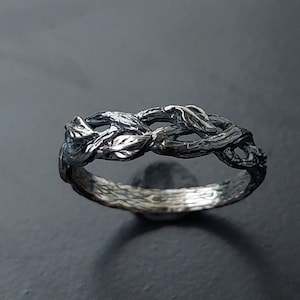 Elven Wedding Ring, Elven Engagement Ring, Dark Elven Silver Natural Engagement Ring, Engagement Ring, Elven Ring of Power