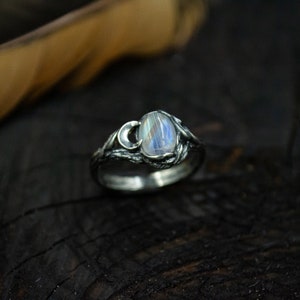 Moon Ring Sterling Silver, Moonstone Ring, Moonstone Jewelry ...