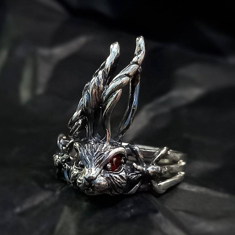Sterling silver rabbit ring sale