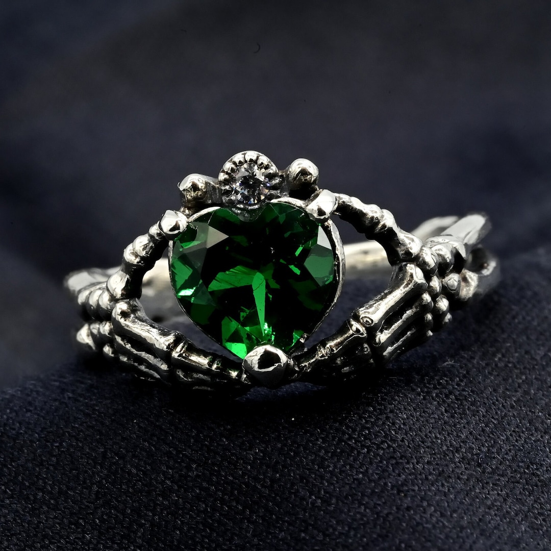 Sterling Silver Dark Gothic Ring, Gothic Engagement Ring, Goth Promise