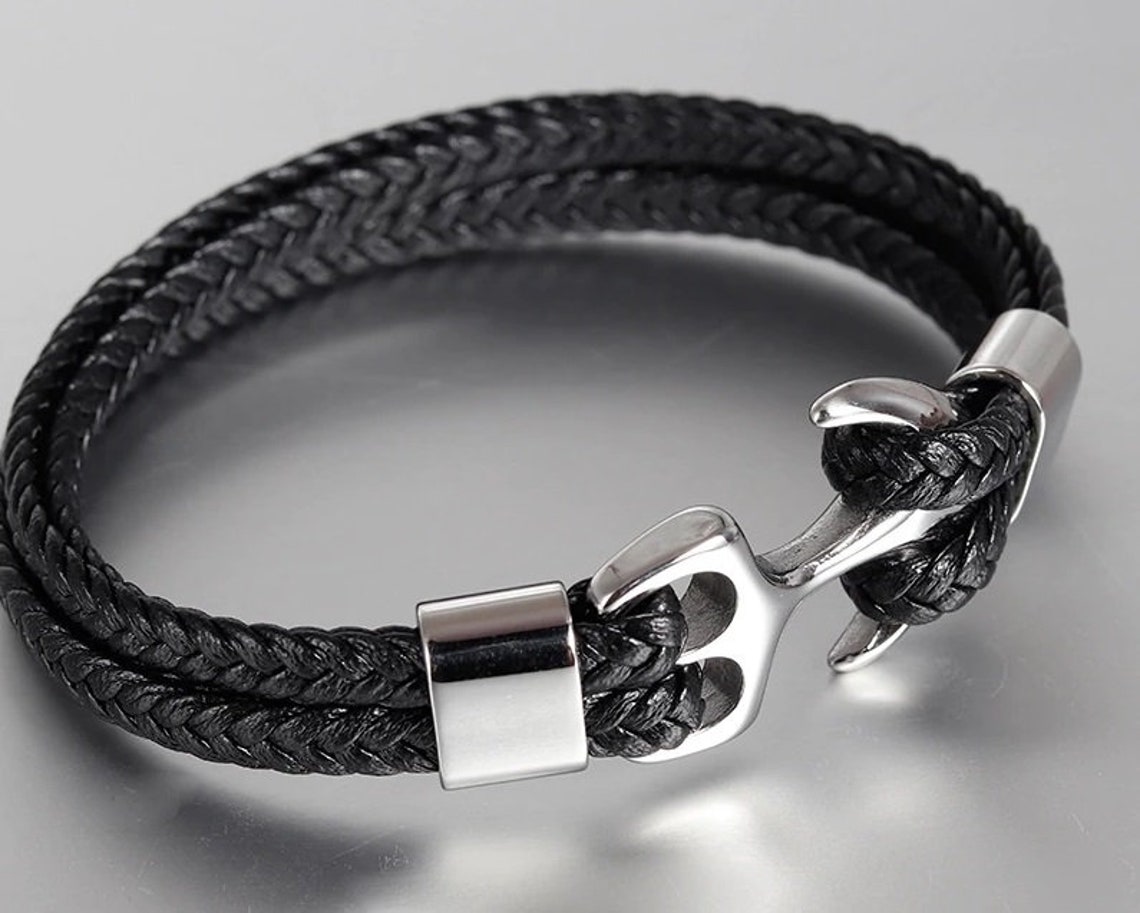 Anchor bracelet men Anchor bracelet leather Leather anchor Etsy