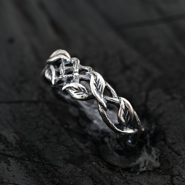 Bague en argent celtique, bague en argent petite branche, bague en argent sterling noeud celtique élégante, conception de branche délicate