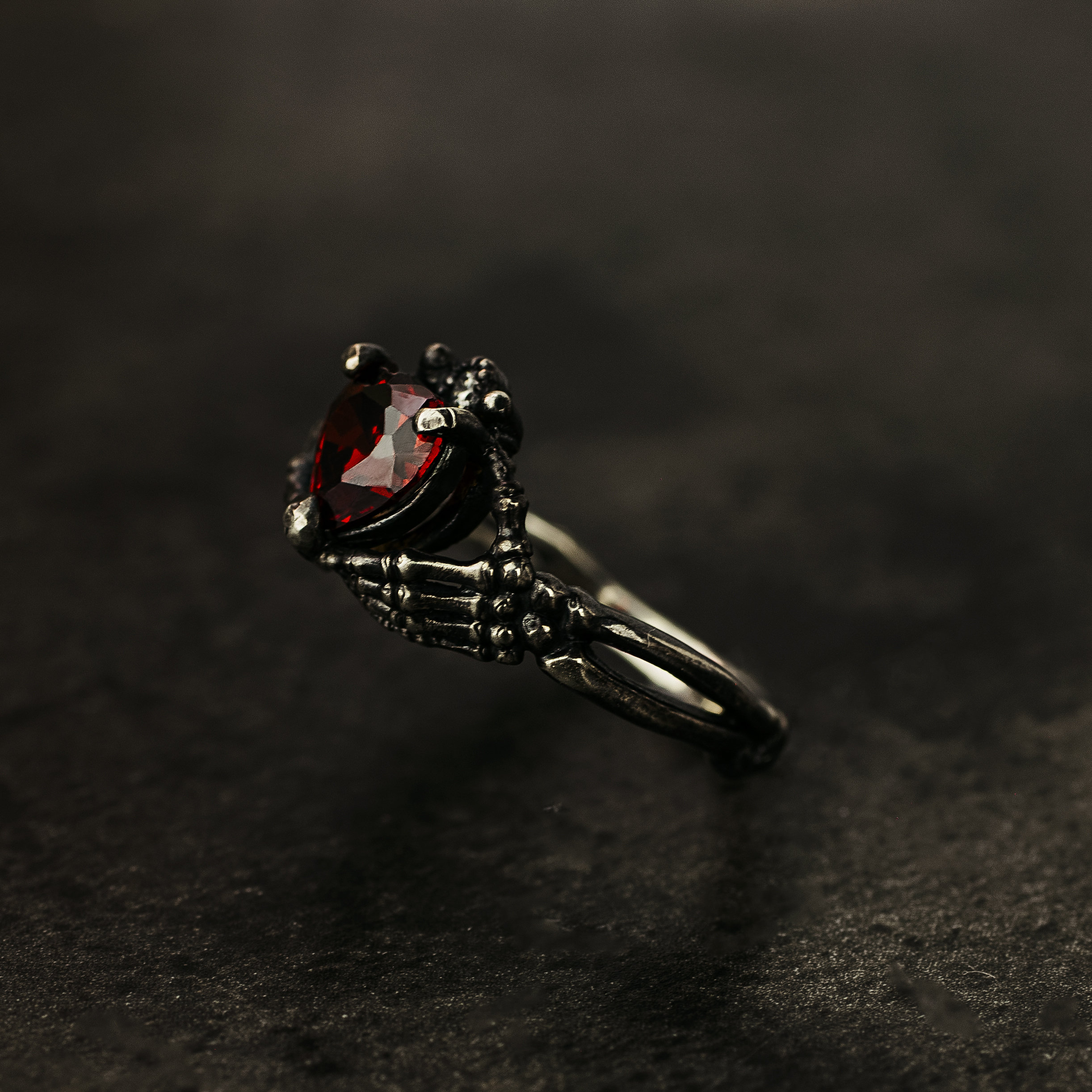 Sterling Silver Dark Gothic Ring Engagement Ring Skeleton Etsy