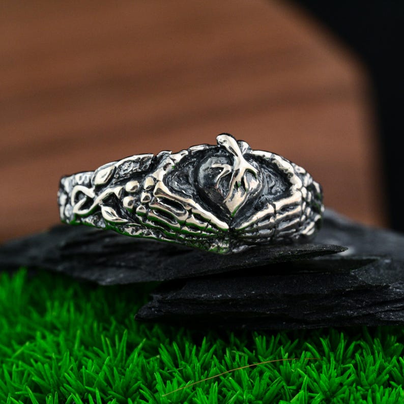 Crowned Heart Claddagh Wedding Band, 925 Sterling Silver, Heart and ...