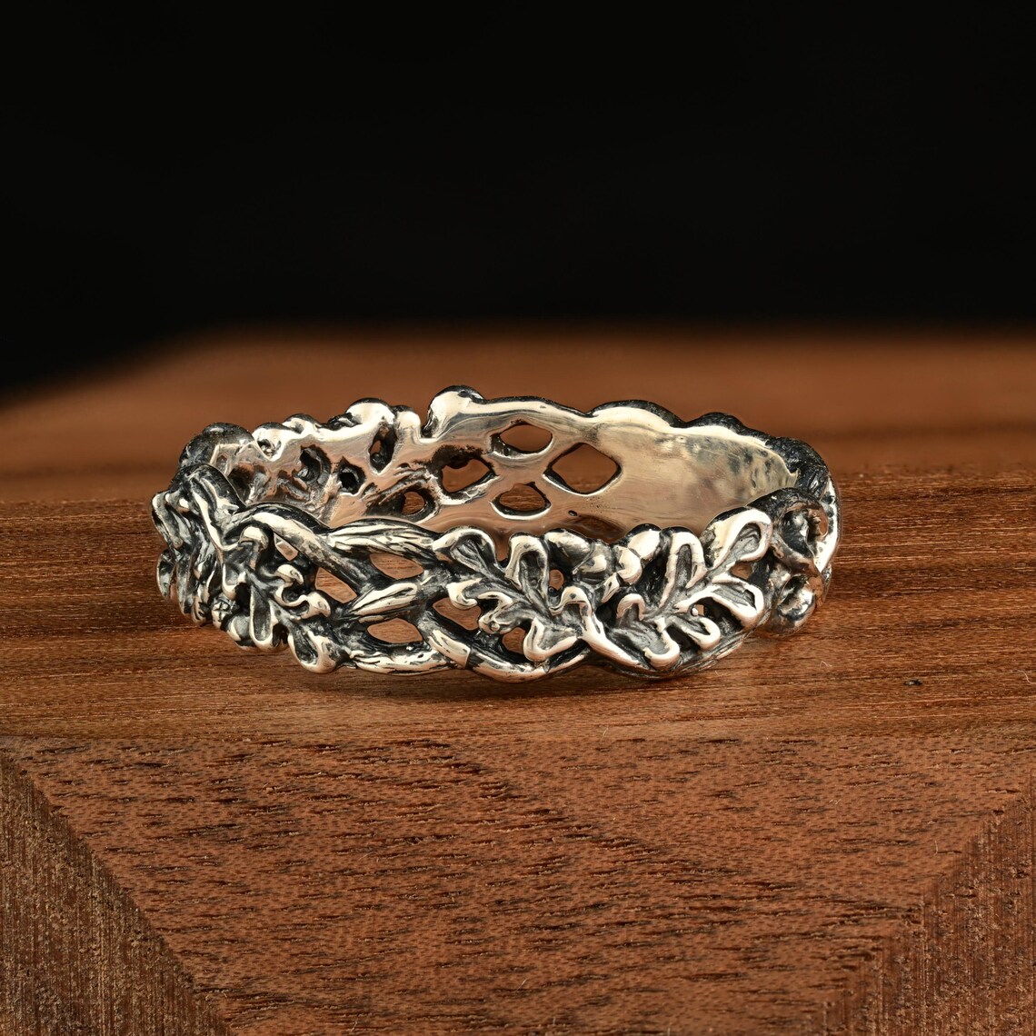 Sterling Silver Leaf Pattern Ring, Boho Nature-inspired Jewelry for ...