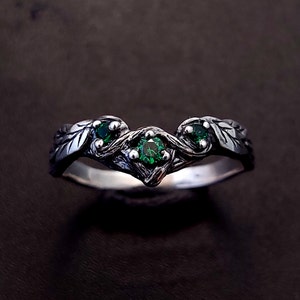 Art deco silver tree branch and leaves ring, Statement large ring inspired by nature, Engagement leaf ring for her
