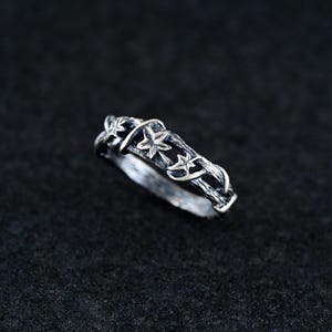Tiny twig engagement ring, Unique women&#39;s Leaf and twig ring, Leaf of dainty branch engagement ring, Tree bark sterling silver ring