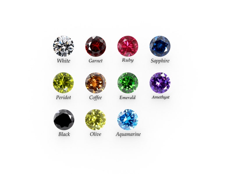 Puede incluir: Un gr&aacute;fico de 12 piedras preciosas de diferentes colores, incluyendo blanco, granate, rub&iacute;, zafiro, peridoto, caf&eacute;, esmeralda, amatista, negro, oliva, aguamarina. Cada piedra preciosa est&aacute; etiquetada con su nombre.