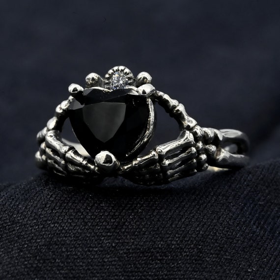 Large Skeletal Claddagh Ring