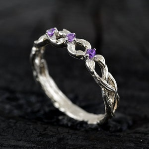Pierścionek Boho Amethyst Silver - Elegancka biżuteria inspirowana naturą, idealny prezent dla niej