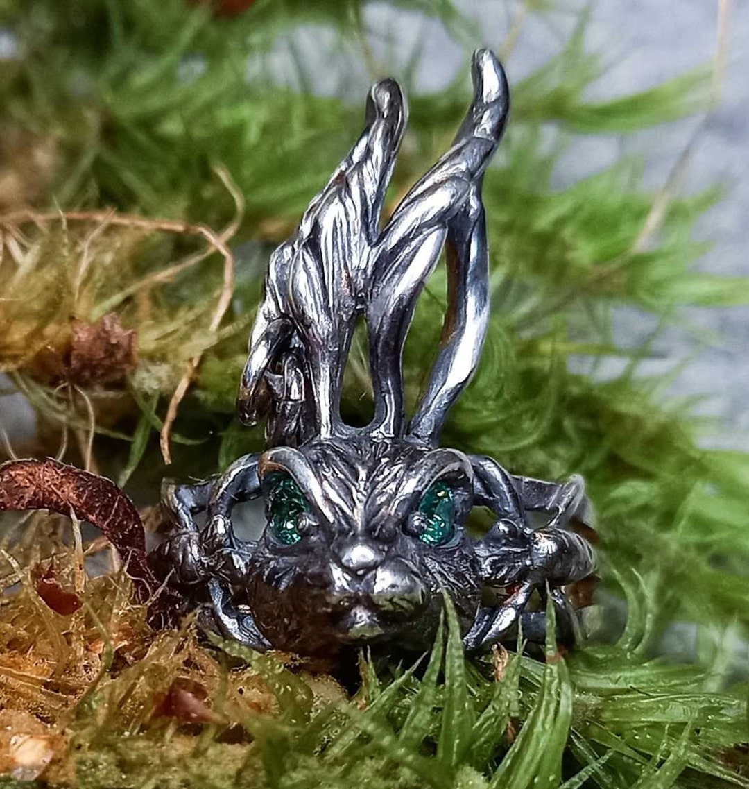 Scandinavian Mythology Silver Rabbit Ring, Gothic Jewelry for Rabbit ...