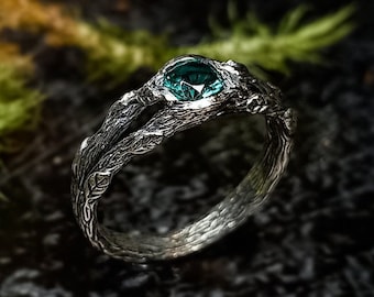 Wedding Ring, Viking Ring For Women, Promise Ring For Her With Detailed Leaves And Tree, Witch Ring