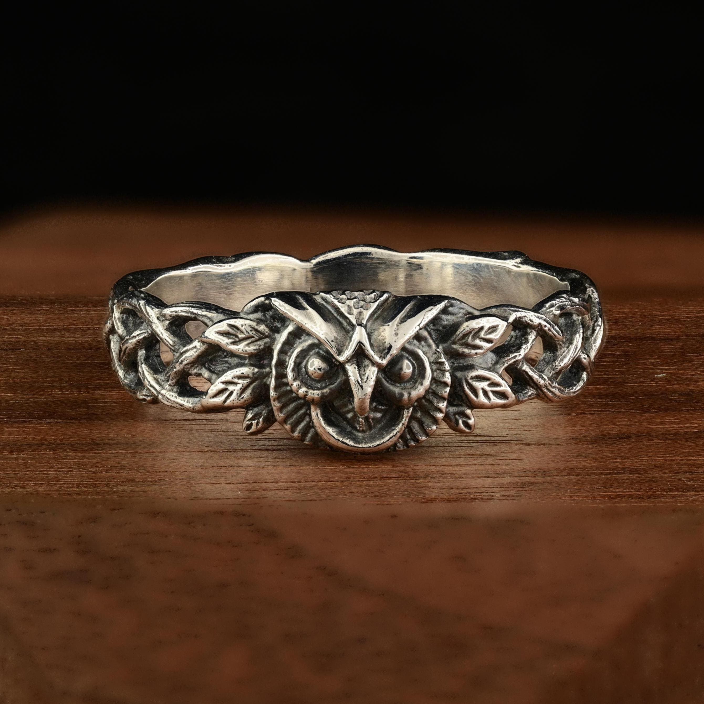 Sterling Silver Owl Celtic Ring | Woodland Animal Jewelry, Minimalist Boho Midi Ring, Nature-Inspire