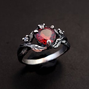 Unique branch ring, Branch and leaves engagement ring, Tree bark ring in silver, Women&#39;s branch ring, Unusual engagement ring