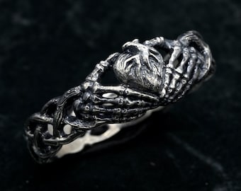 Bague Claddagh, bague celtique en argent sterling, bague de promesse de Claddagh, bague de couronne de promesse de fiançailles celtique irlandaise traditionnelle, bague d'amitié