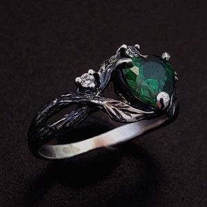 Vintage style engagement ring, Sterling silver branch engagement ring, Unique twig ring, Nature inspired ring, Gift for her