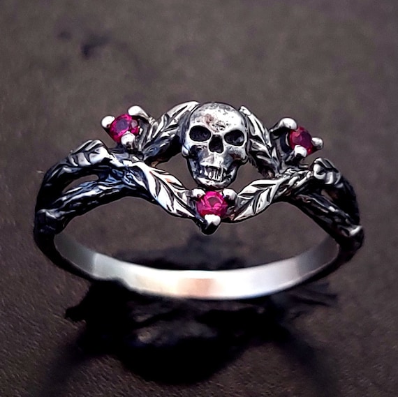 Witch Ring Skeleton Ring Dainty Skull Ring Sterling Silver Dark Gothic Skull Engagement Ring Skull Engagement Ring