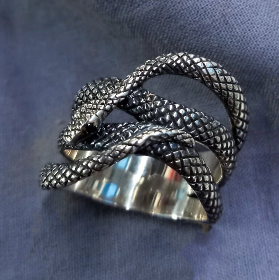 Snake Ring - 925 Silver Men Snake Jewelry - With Snake Pattern Gift for ...