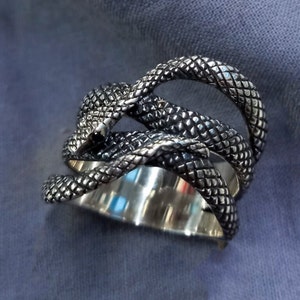 Snake Ring - 925 Silver Men Snake Jewelry - With Snake Pattern Gift for Husband/Boyfriend - Black Mamba Ring Jewelry