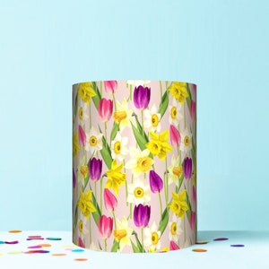 narciso primaverile e tulipano senza cuciture avvolgere intorno al topper per torta commestibile decorazione del foglio di glassa WR94