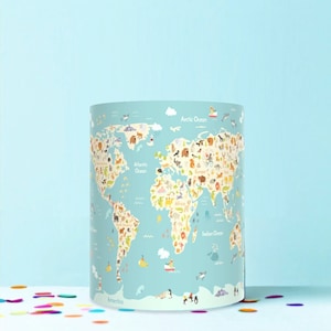 Animal World Map nahtloses Wickeln um essbare Torten topper I-Tüpfelchen Dekoration WR082