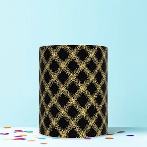gold black criss cross seamless pattern print wrap around edible cake topper icing sheet decoration WR4
