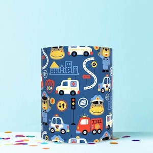 fireman police ambulance vehicles seamless wrap around edible cake topper icing sheet decoration WR43