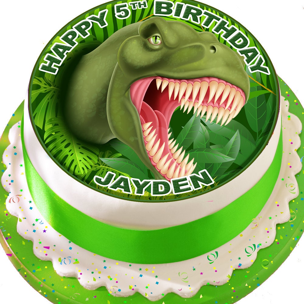 T-rex Dinosaur Feliz cumpleaños personalizado precortado - Etsy México