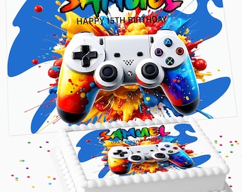 Gaming Games Console Controller Birthday Personalised Rectangle A4 or Costco cake topper edible cake topper icing sheet decoration