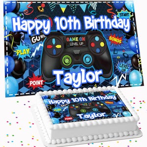 Gaming Games Console Controller Birthday Personalised rectangle A4 or Costco cake topper edible cake topper icing sheet decoration
