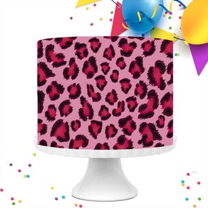 Folha de glacê comestível para decoração de bolo com estampa de animais rosa, sem emendas (WP49)